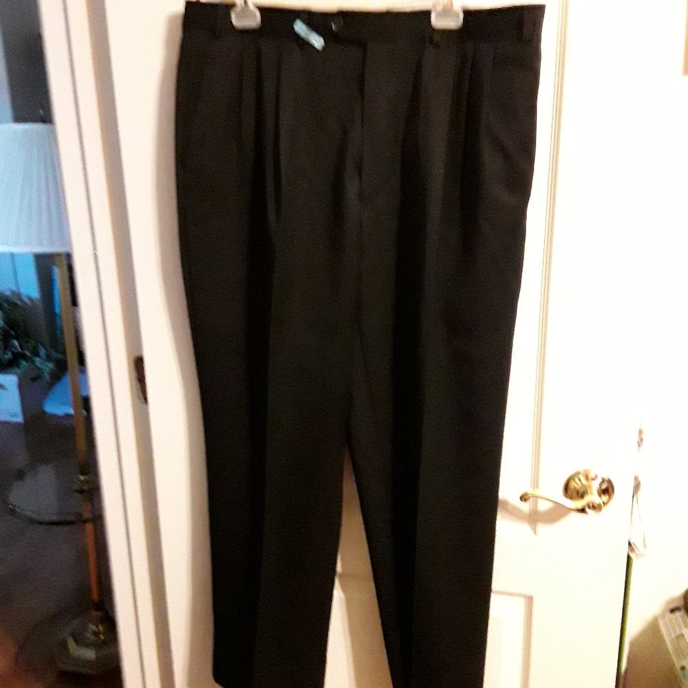 Brandini Men Wool Blend Pleated Front Black Dress pants - 38 x 30